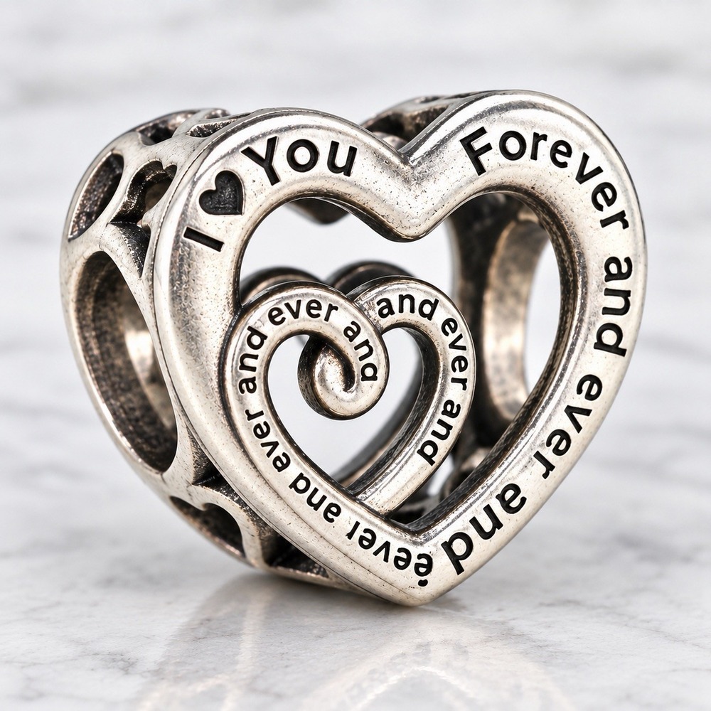 Pandora Entwined Infinite Hearts Charm S925 ALE Sterling 790800 I Love You 4Ever